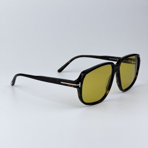 Tom Ford Men Dark Havana Yellow Square BRAND NEW Sunglasses ANTON FT1024 52E - Picture 5 of 12